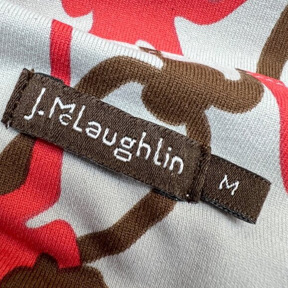 J. McLaughlin Chain Print Dress 3/4 Sleeve Draped Waist Gray Multi Size Medium - Picture 10 of 13